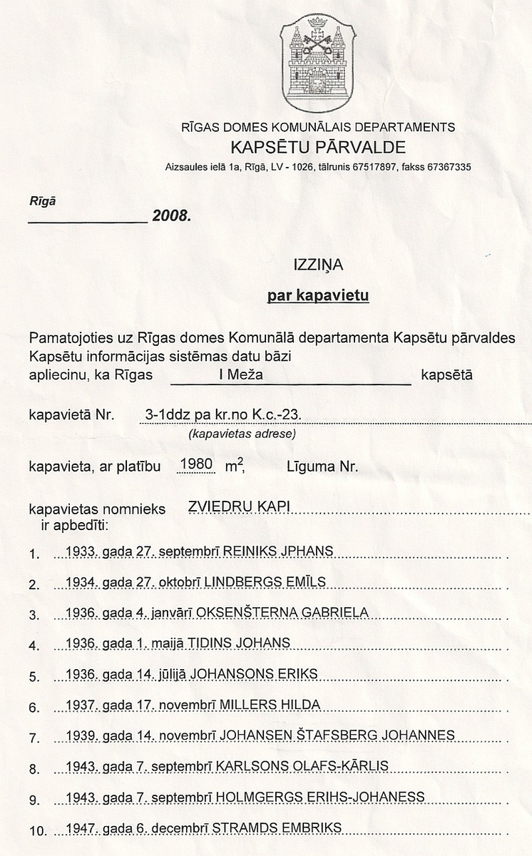 På leting etter graven til Embrik Strand i Riga DigitaltMuseum