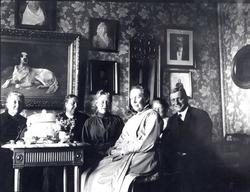 Cappelen familieportrett i interiør med kunst av Karl Ucherm