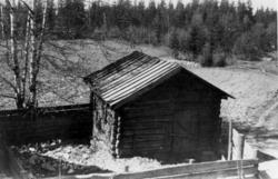 Vilberg, Ullensaker, Akershus 1946. Grisehus under riving. N