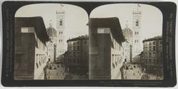 Stereoskopi. Giottos tårn, kampanilen og katedralen, Firenze