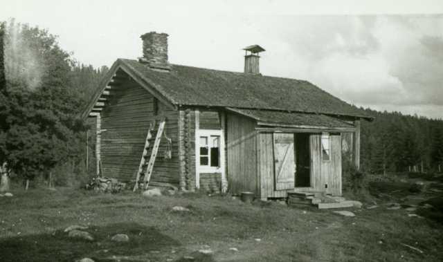 Røykovnstue, Ryen, Grue Finnskog, Grue, Hedmark. Fotografert 1935.