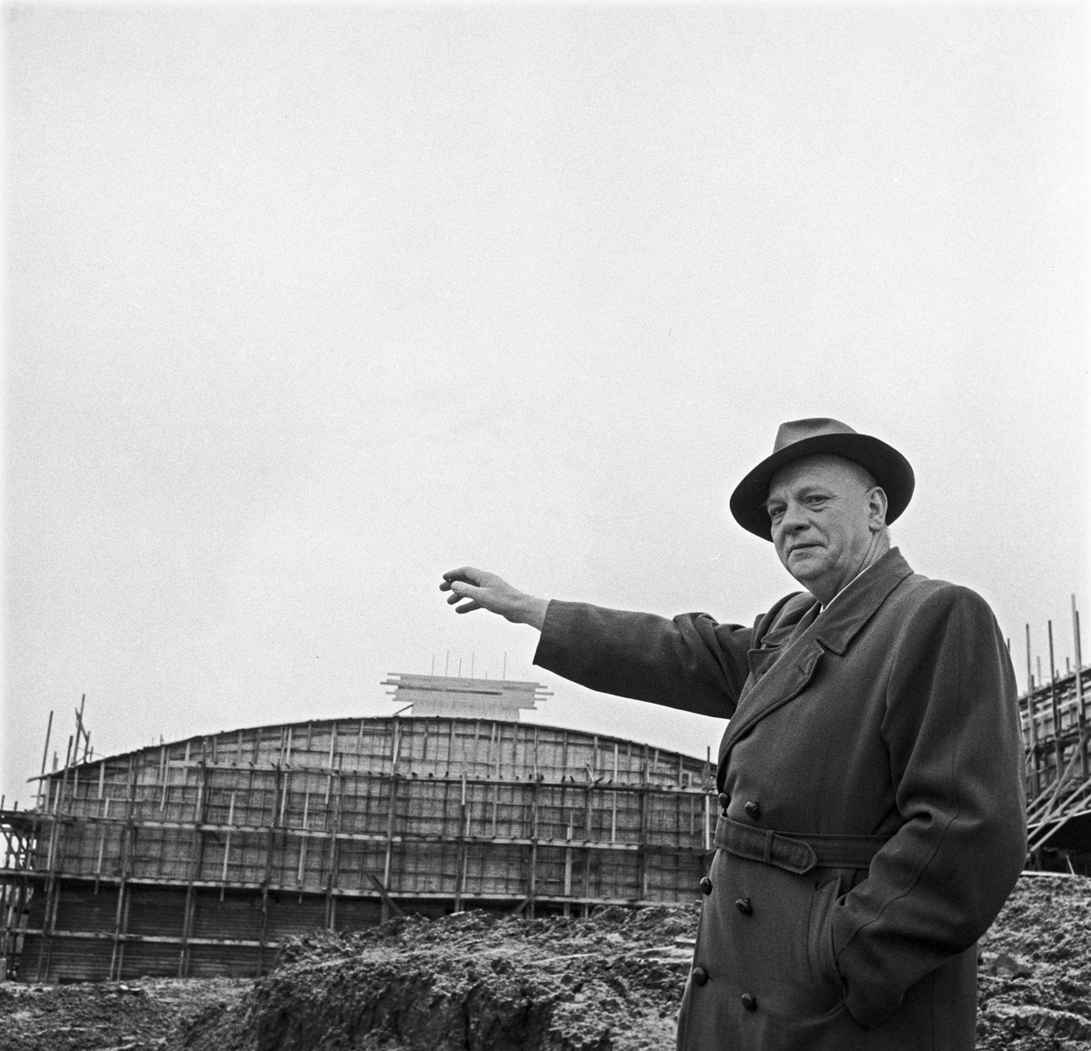Lørenskog, det nye sentralsykehuset i Akershus under bygging, 17.11.1956