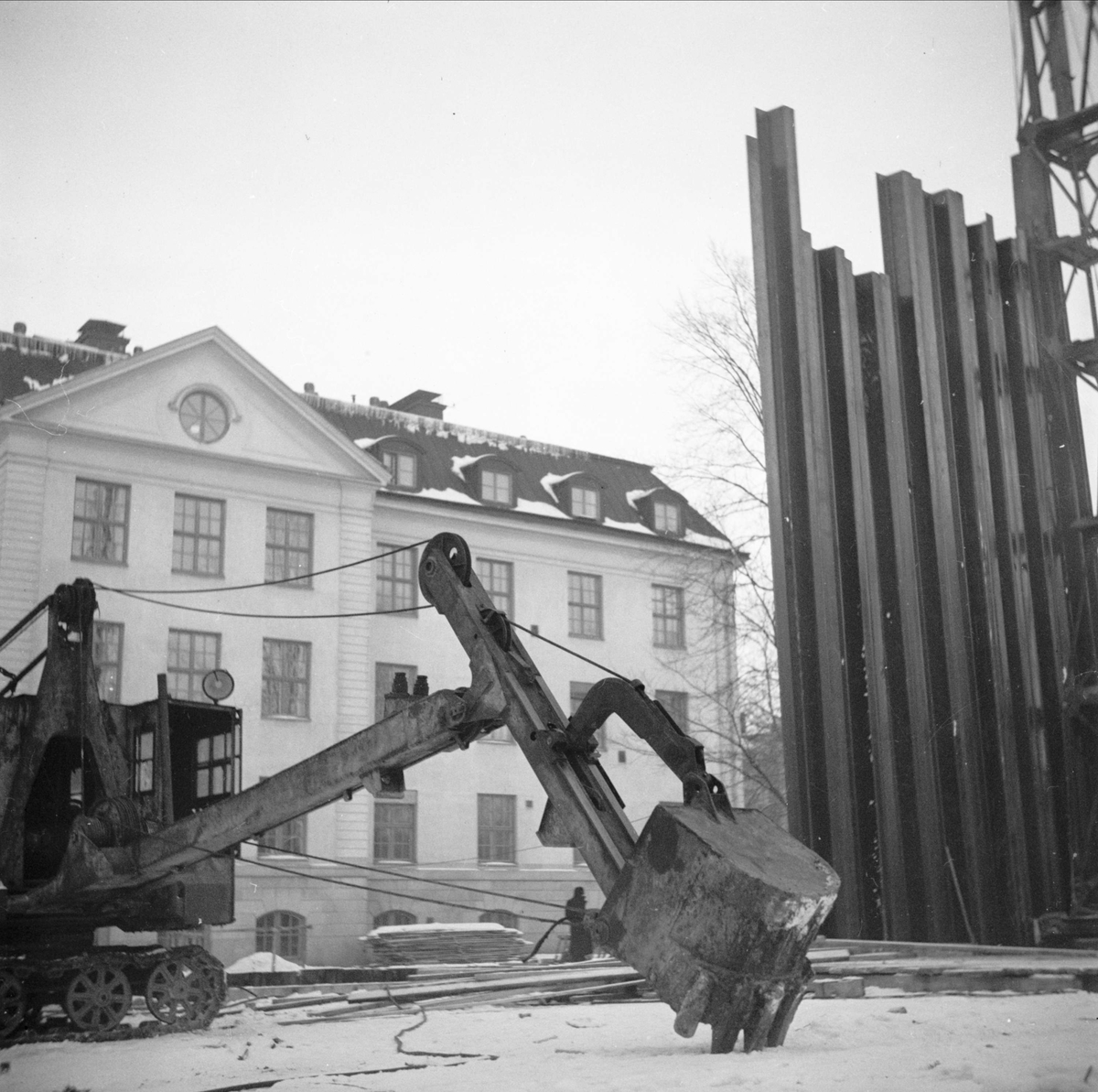 Cyklotronen under byggnation, Gustaf Werners institut, Thunbergsvägen 5, Uppsala, sannolikt 1946