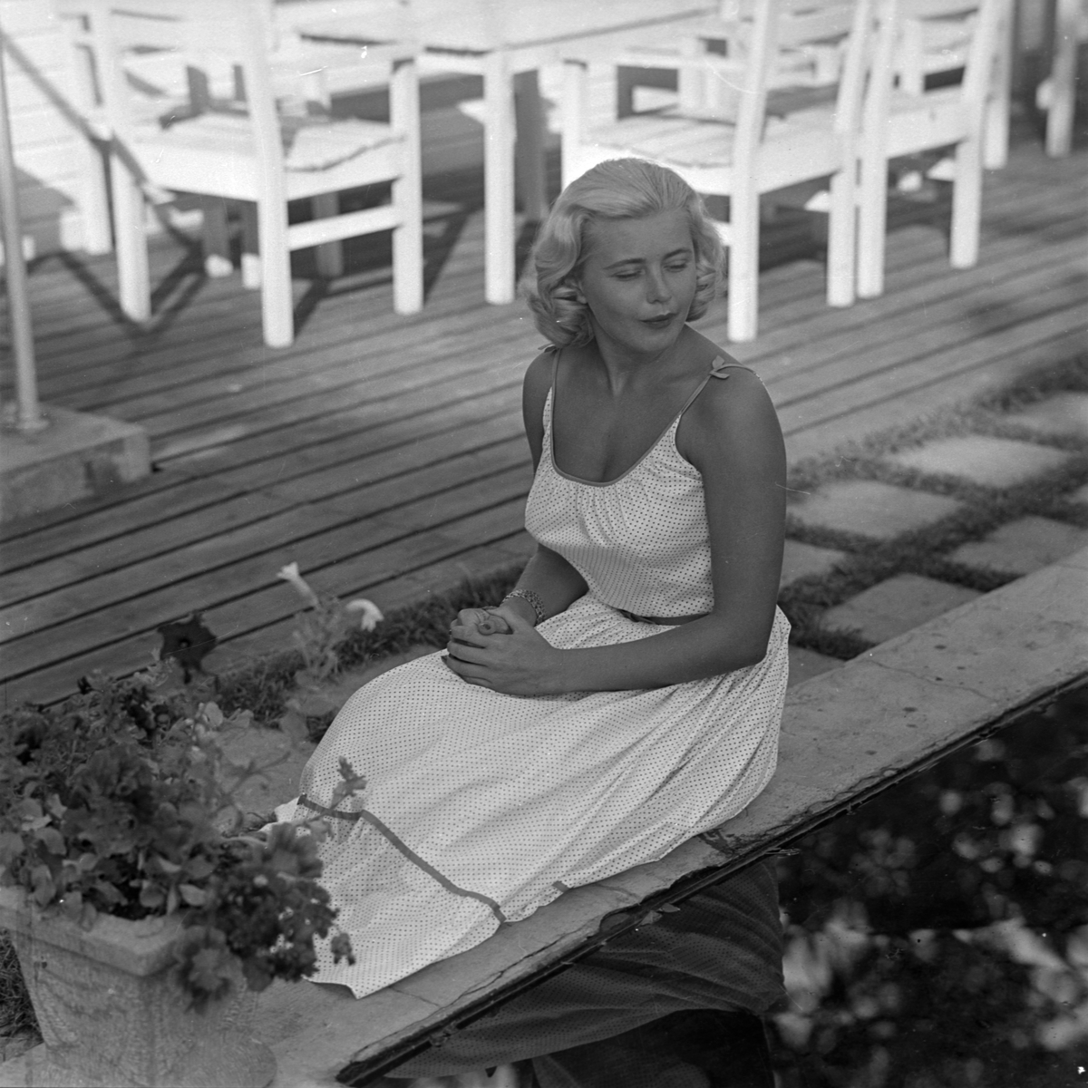 Miss Universum, Hillevi Rombin, på Skarholmen, Uppsala sommaren 1957