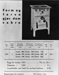 Reklame, hvit Elektra komfyr, type 1541, 1935