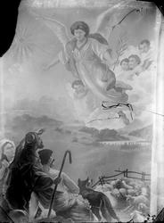 Engelen viser seg for hyrdene på Betlehemsmarkene. Avfotogra