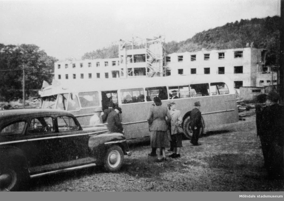 Lackarebäckshemmet under byggnad 1949-1950. Fotografi från söder och Gunnebogatan.