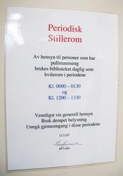 Oppslag for periodisk bruk av biblioteket på Statfjord A som