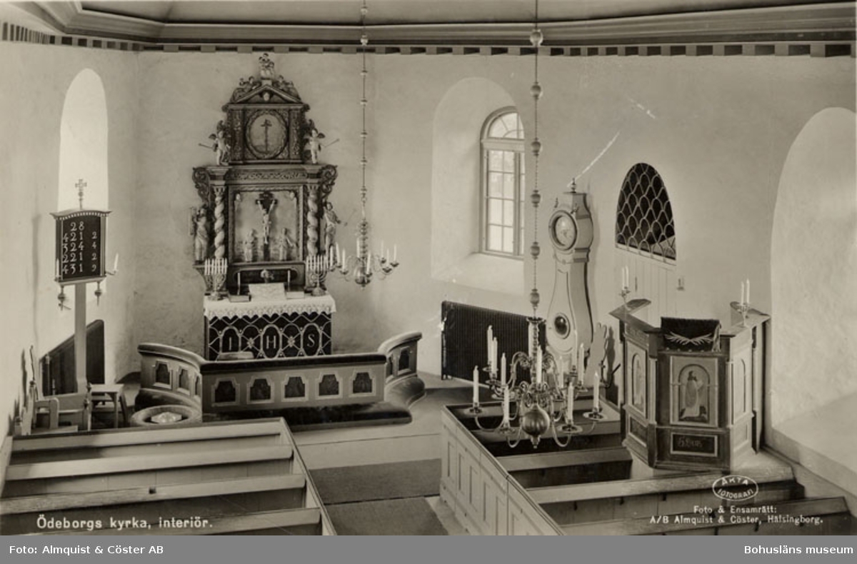 Tryckt text på bilden: "Ödeborgs kyrka interiör".