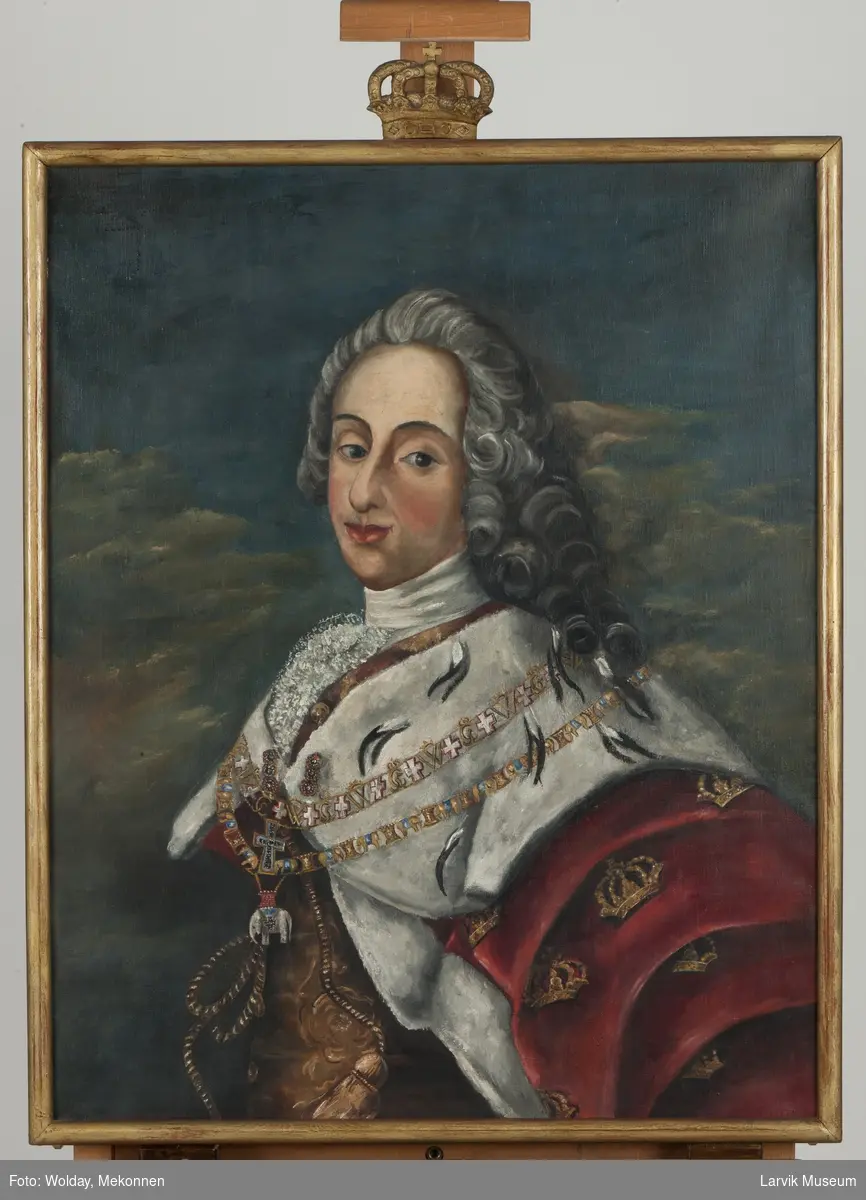 Kong Frederik V i rustning og hermelinskappe