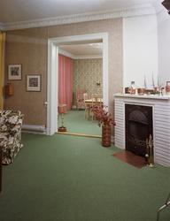 bolig, interiør, stue, kamin, spisestue