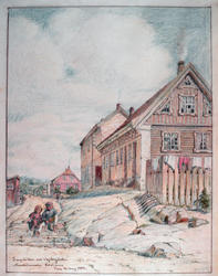 Fra Munkedamsveien [tegning, fargelagt]