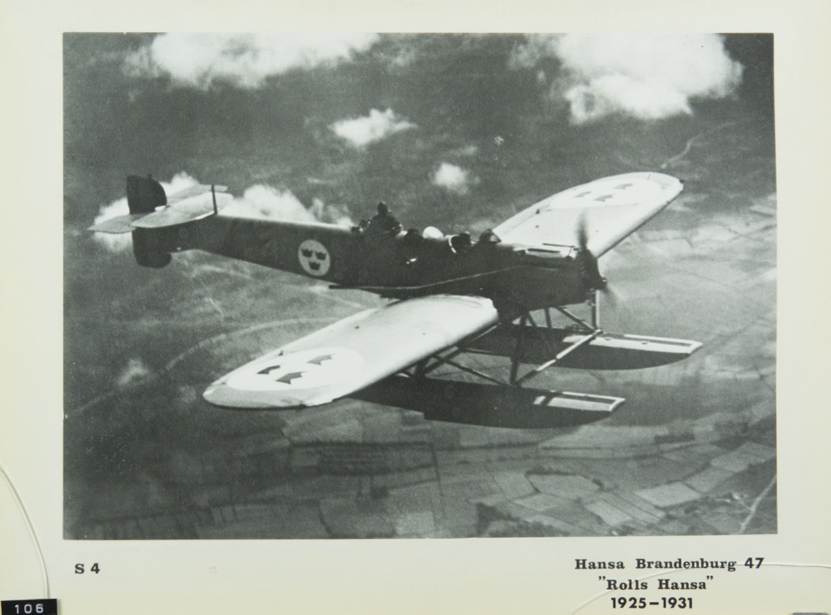 Inglasat foto på flygande S 4 Hansa Brandenburg 47 "Rolls Hansa" 1925-1931