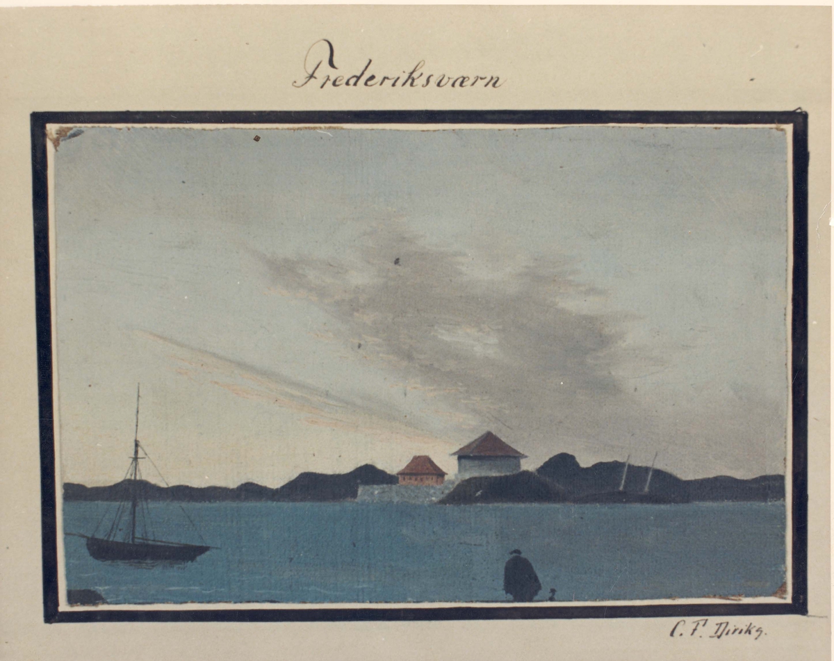 Motiv: Tegning av Fredriksvern, av Diriks 1867