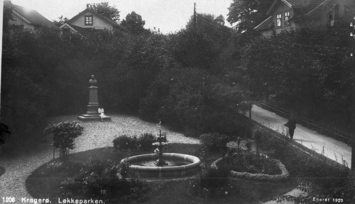 Løkkeparken, Kragerø, 1920. Nå Schweigaardsparken.