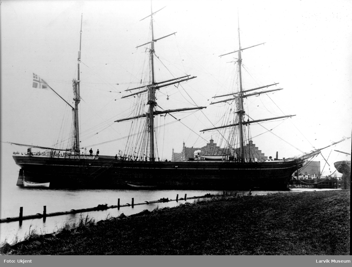 Fartøy, seilskip, barken Inga av Larvik.