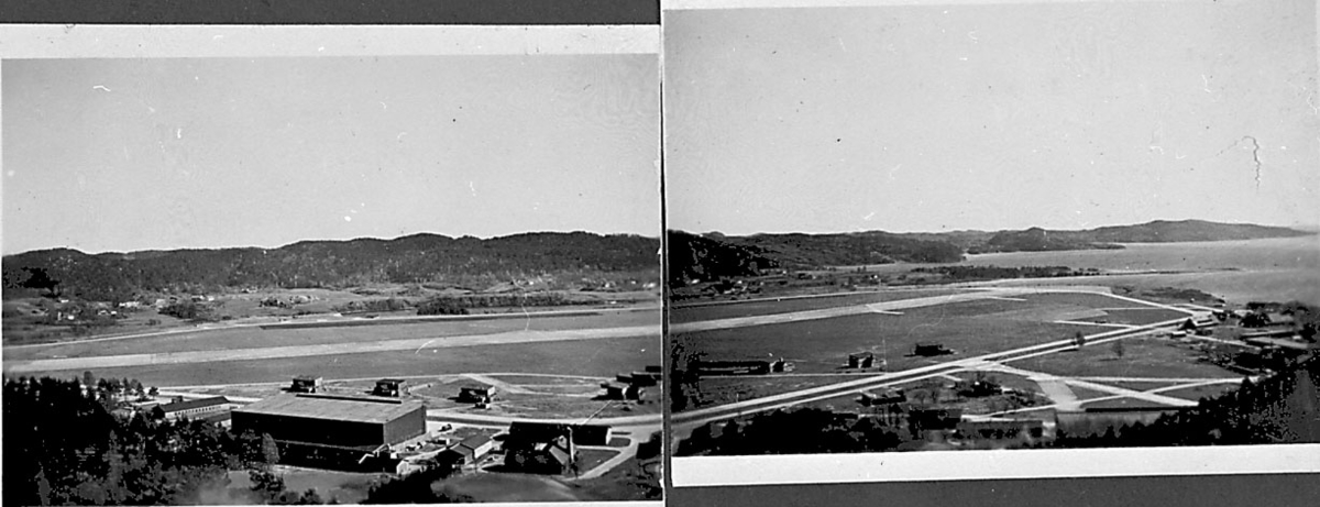 Oversiktsbilde over lufthavn.  Består av 2 bilder som er satt sammen.