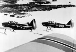 Luftfoto. 2 fly i formasjon Fairchild PT-26-FA Cornell I, 18