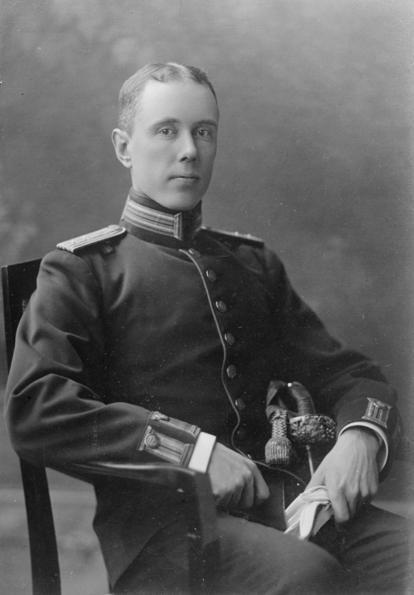 Porträtt av militära flygpionjären, Hilding Pfeiff från Kungliga Fortifikationen.
