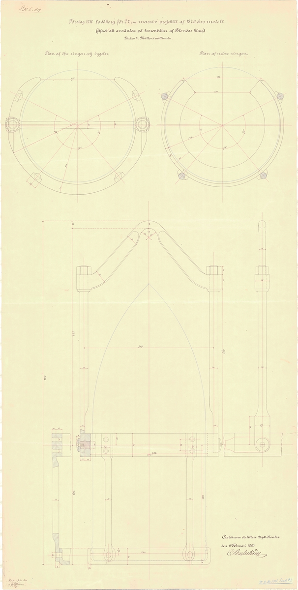 Förslag till laddkorg för 27 cm massiv projektil av 1876 års modell