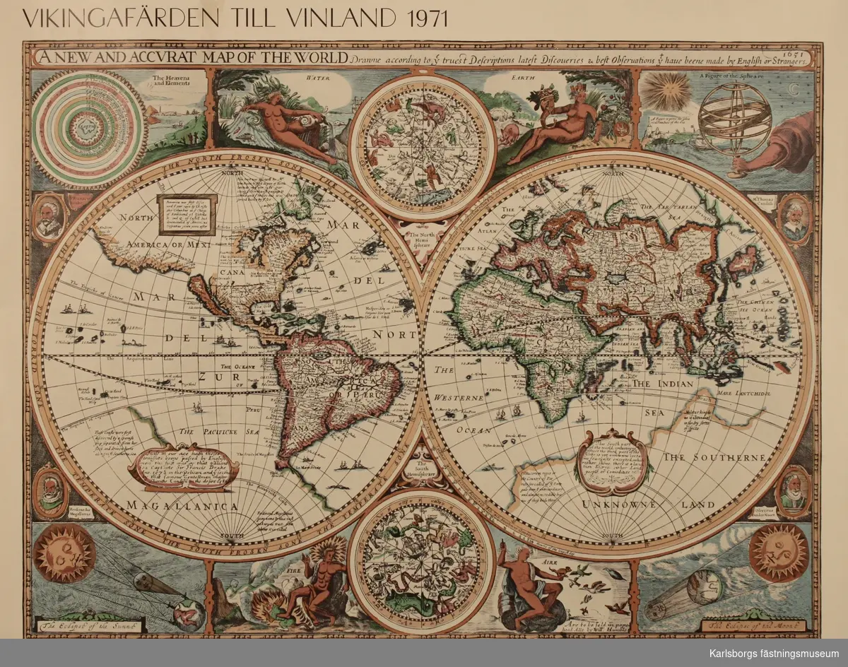 Världskarta 1651. Vikingafärden till Vinland 1971