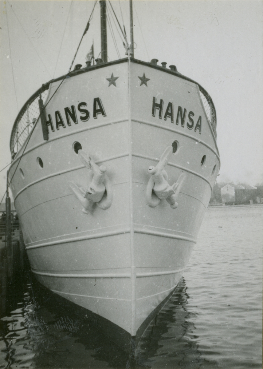 Passagerarfartyget S/S HANSA (1899) vid kaj. HANSA sänktes av en sovjetisk ubåt utanför Gotland 1944-11-24.