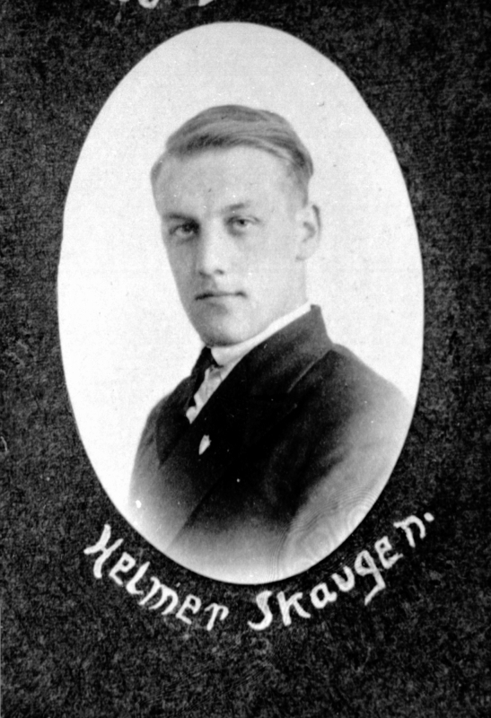 Portrett, agronom Helmer Skaugen, (03-12-1912 - 21-04-1940), Ring, Ringsaker. Henrettet av tyskerne under krigshandlingene i april 1940,. Krigen i Ringsaker.