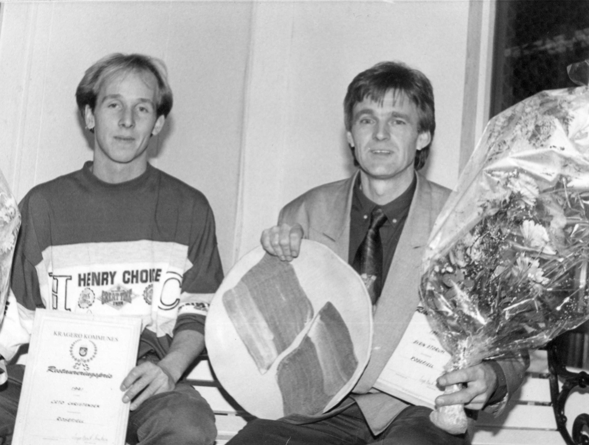 Cato Christensen og Svein Storum vant restaureringsprisen for Rosefjell, Levang i 1991.