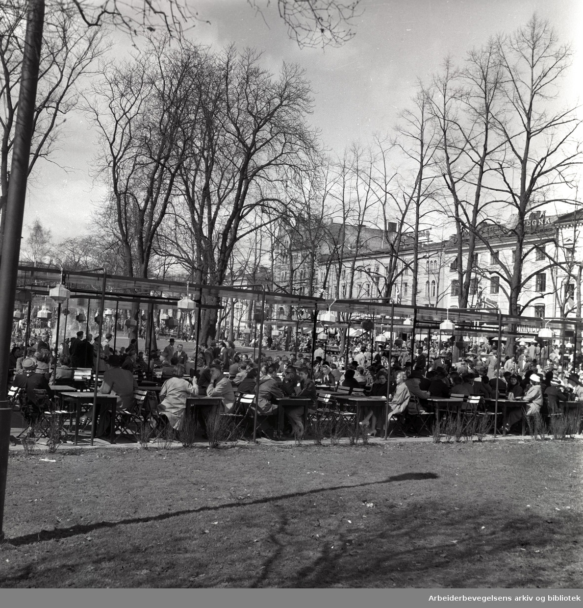 1. mai 1958 i Oslo.Studenterlunden. Restaurant "Saras telt".