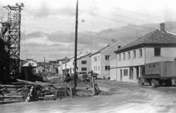 Tollbugata fotografert fra Ørtangen og nordover. Bygningene 