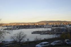 Utsikt fra Ekeberg, havn, fjord, panorama, Bjørvika, Barcode