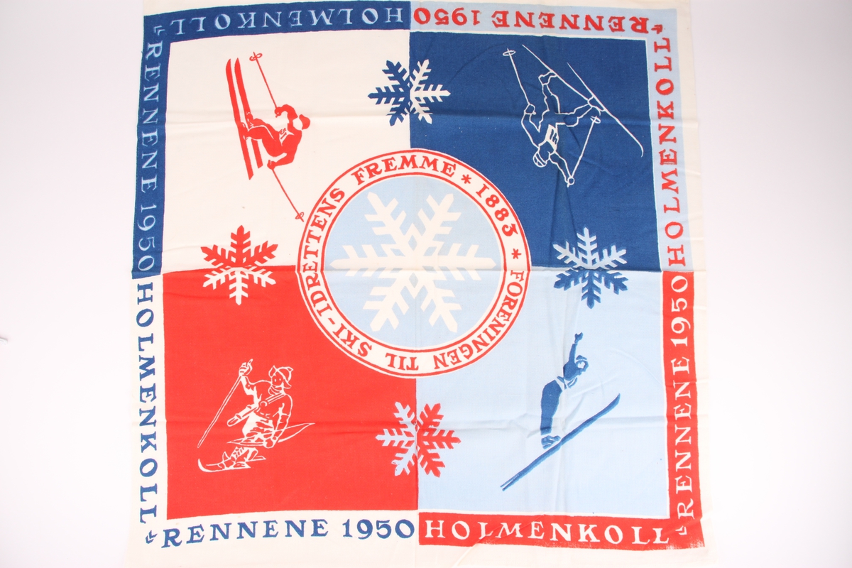 Offisielt skjerf for Holmenkollrennene og vinter-NM i 1950.