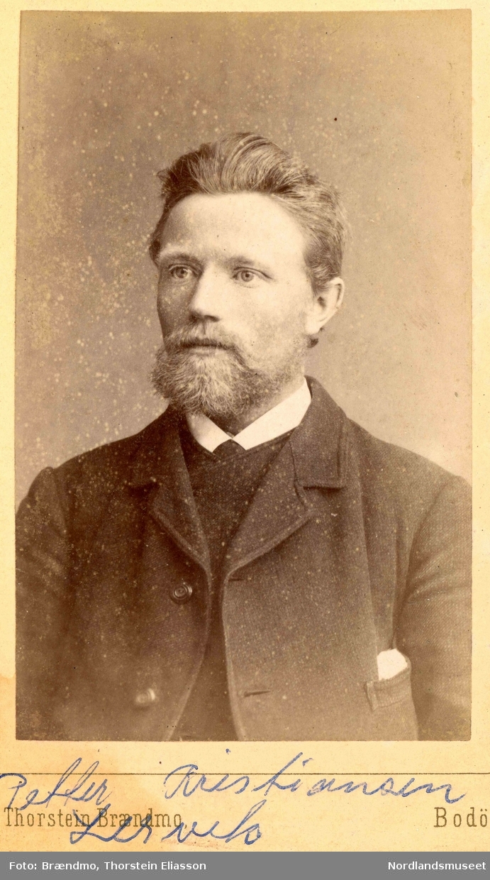 Portrett av Petter Meyer Kristiansen, Leirvik. Født 01.03.1861.