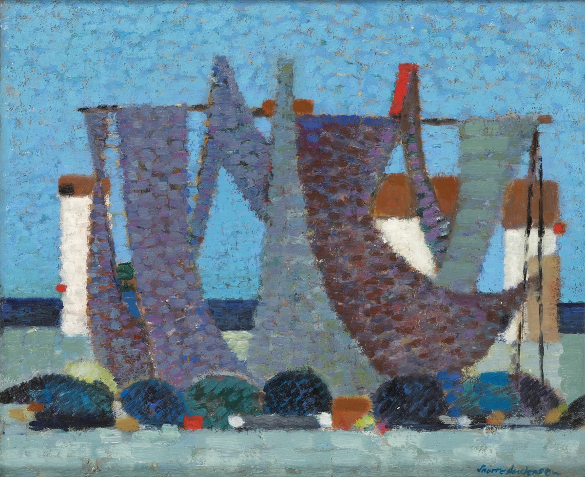 Fiskebåter i havnen [Maleri]