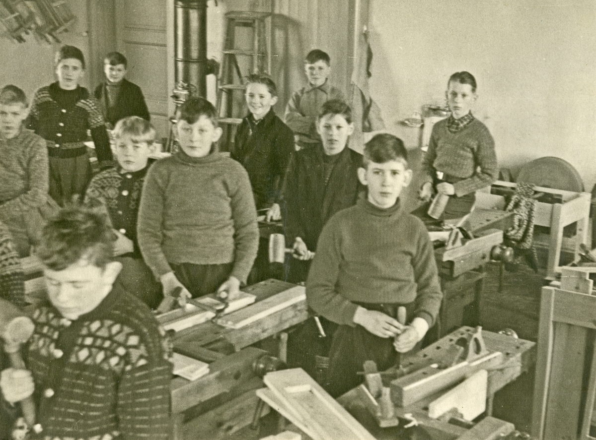 Sløydsal på Hauge skole, ca. 1950.