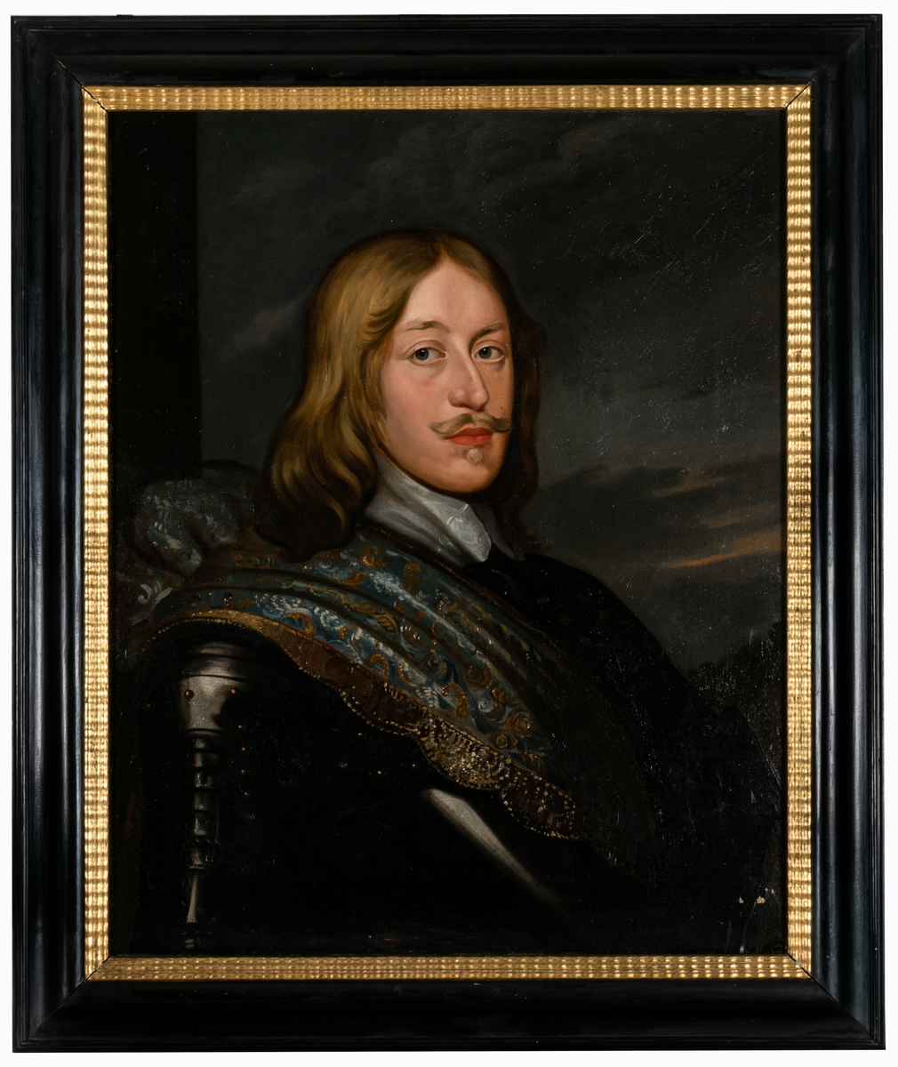 Porträtt av Magnus Gabriel de la Gardie, modern kopia av Jean Haagen. Olja på duk, svart ram.