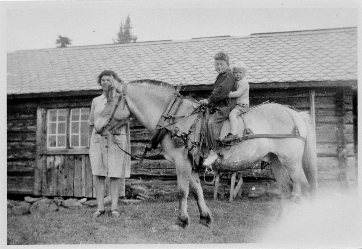 Barn på hest på Torgardstølen.