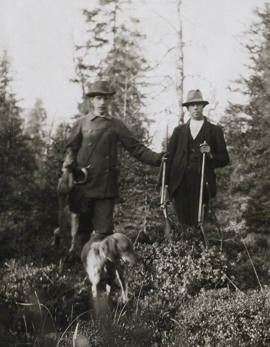 Jakt, 1921. T.v. målarmästare Carl Björkman, Växjö.