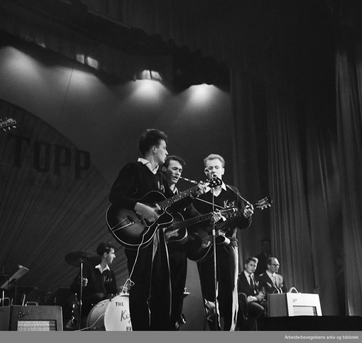 Oslo-bandet The Key Brothers på VG's arrangement Ti på topp. Chat Noir. November 1960.