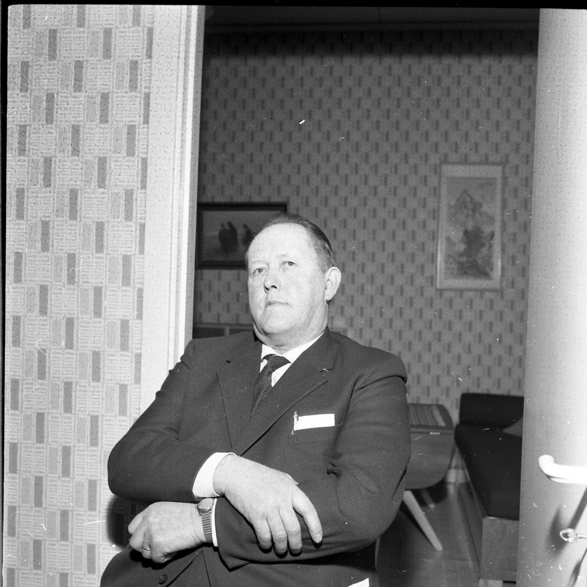 Porträtt av Henry Larsson, kommunalnämndens ordförande.