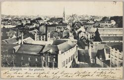 Postkort fra Antonie til Olava Lunde. Kortet viser byen Leuv