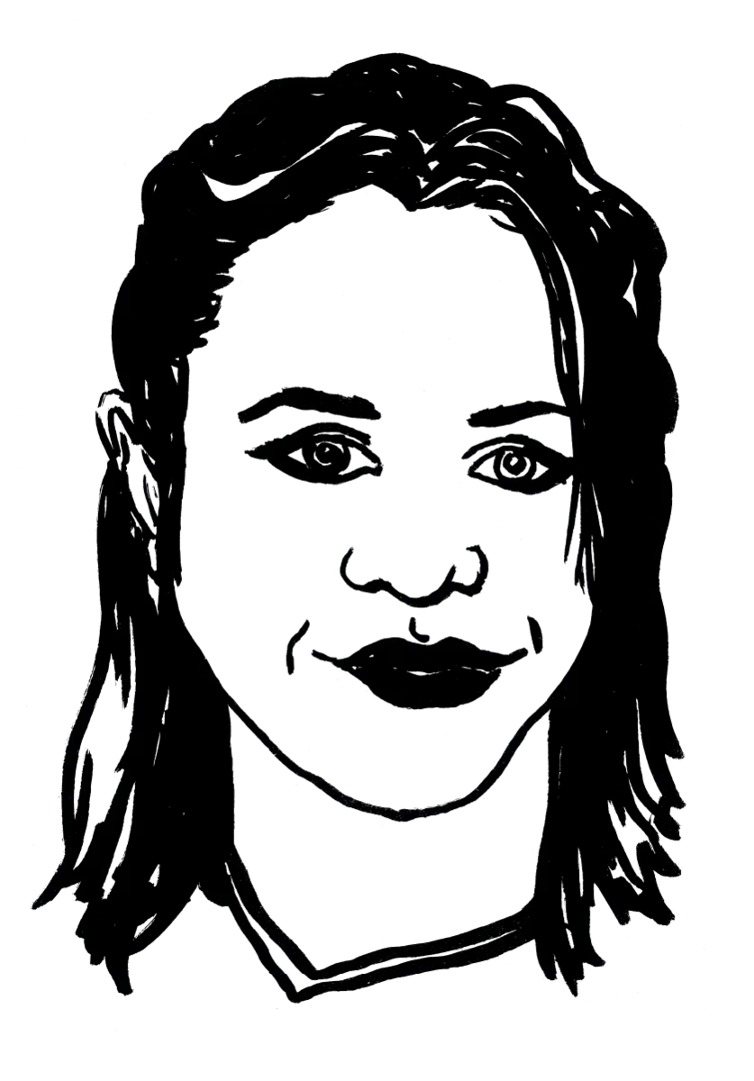 Drawing illustrating a woman.