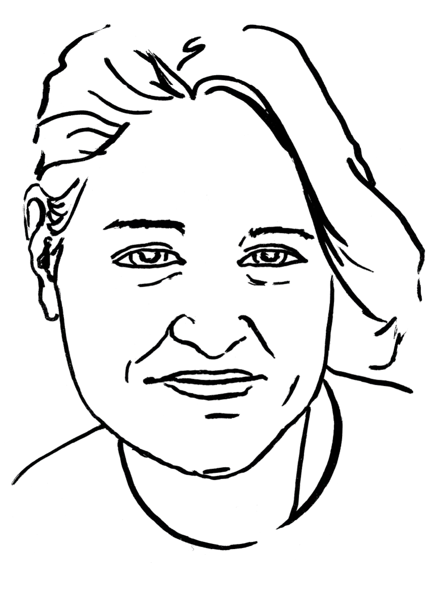 Drawing illustrating a woman.
