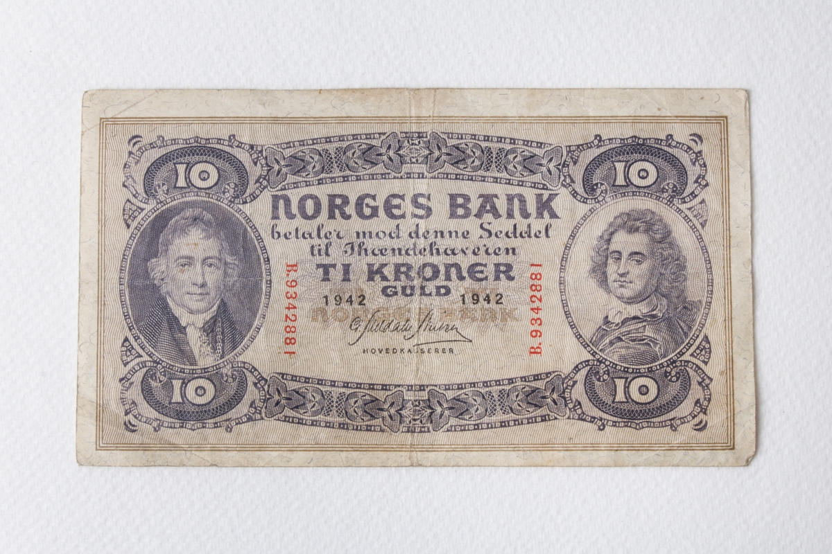 Norsk pengeseddel fra 1942