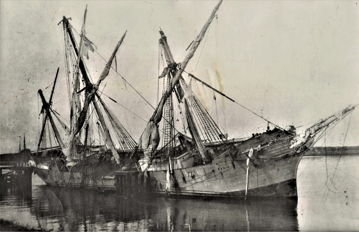 Fullrigger 'Manicia'(ex 'Benicia')(b.1883, Whitehaven S. B. Co. Ltd., Whitehaven), - Som vrak etter forliset i Nordsjøen i 1921.