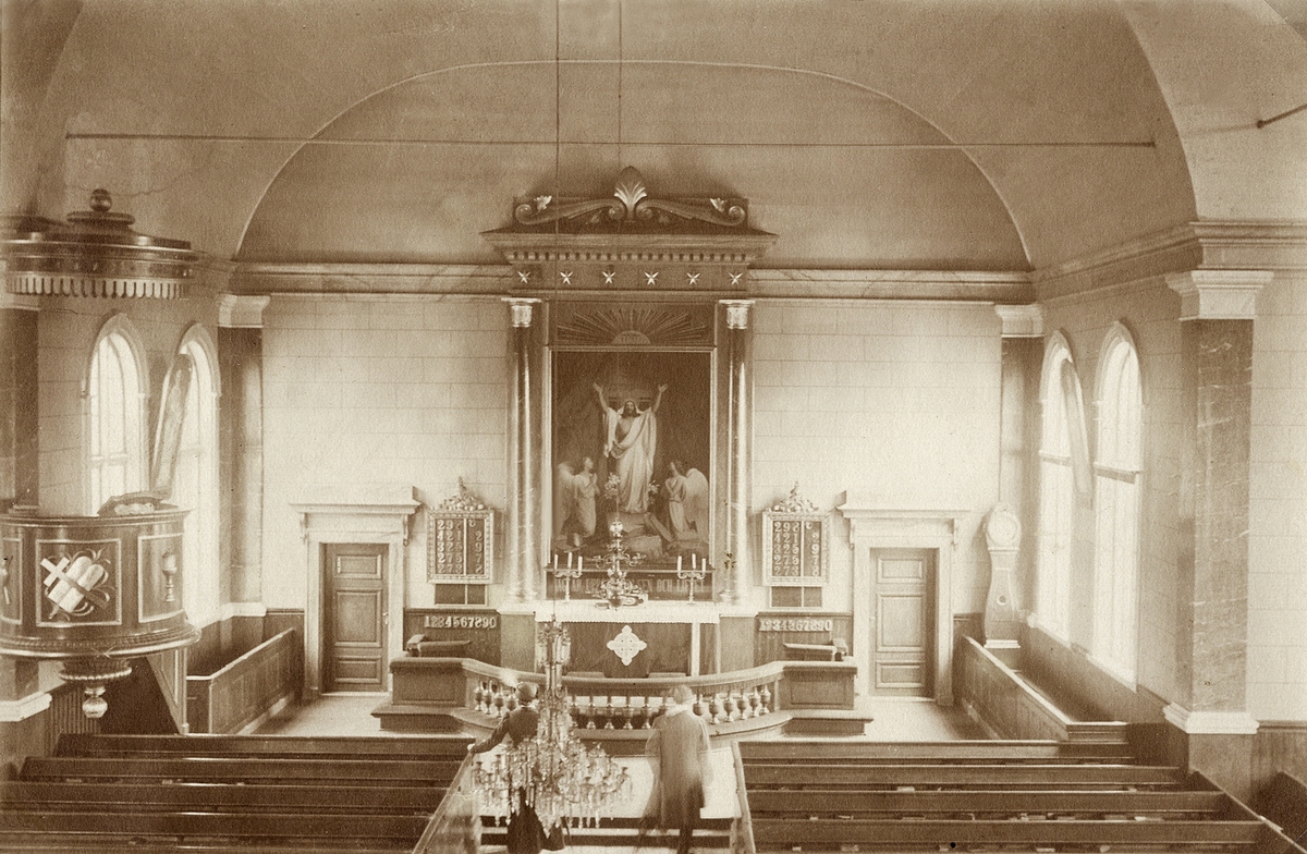 Hovmantorps kyrka. Interiör ca 1902.