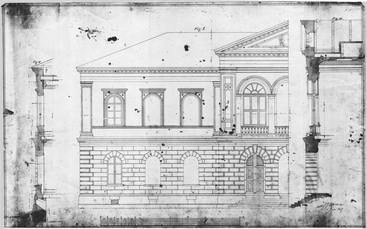 Ritningar Västerås rådhus upprättade år 1855-1856, profil. Se ...