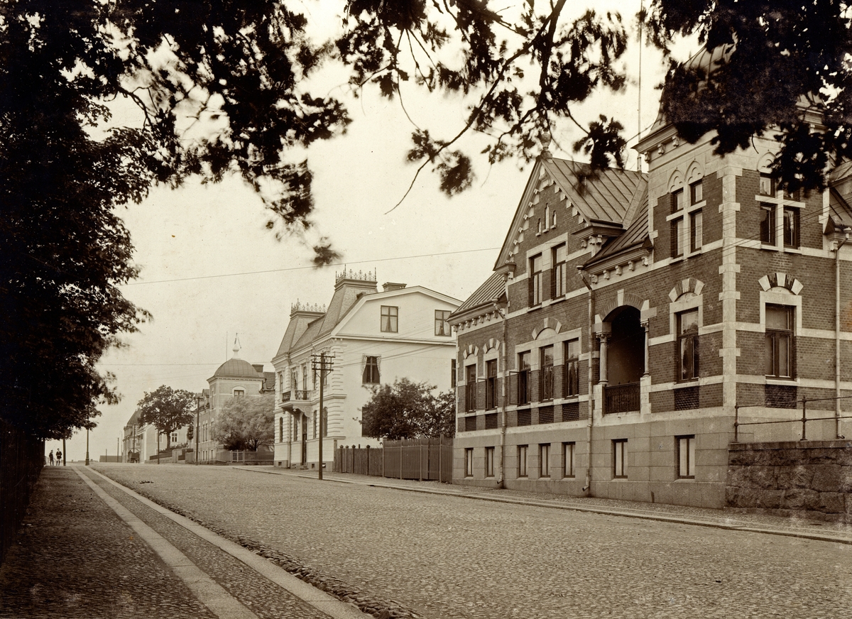 Trädgårdsgatan västerut, i höjd med kv. Vasa och Värendsgatan. Söder i Växjö ca. 1913.