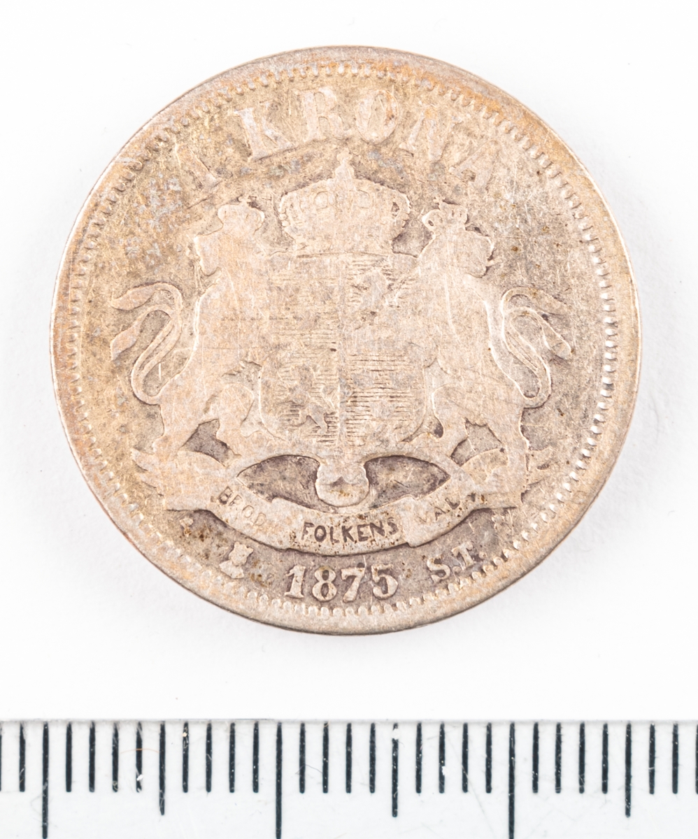 Mynt, Sverige, 1 krona, 1875.