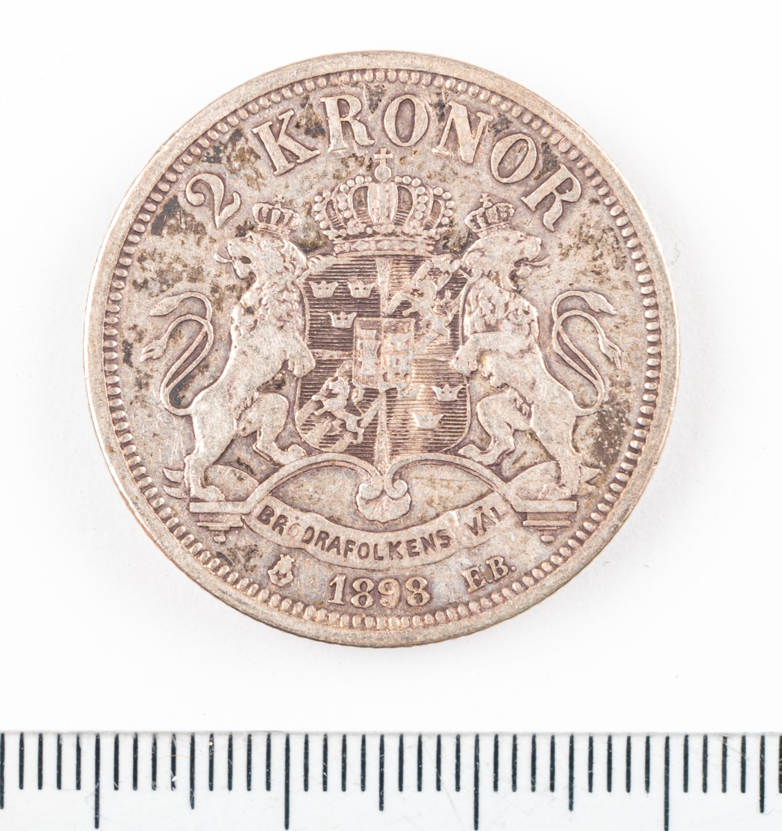 Mynt, Sverige, 2 kronor, 1898.
